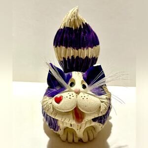 Pence Pets handmade clay cat sculpture business card holder